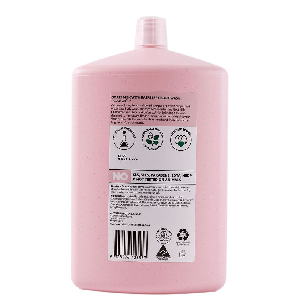 Goats Milk with Raspberry Body Wash Refill - 1.5L - Image 5
